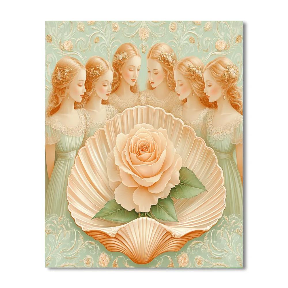 Botticelli Inspired Birth Of A Rose paint by color