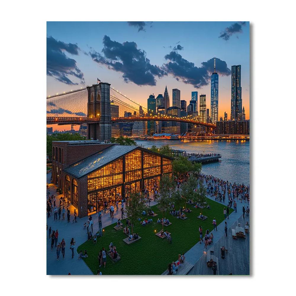 Golden Hour At Brooklyn Bridge Park New York United States Paint by numbers art
