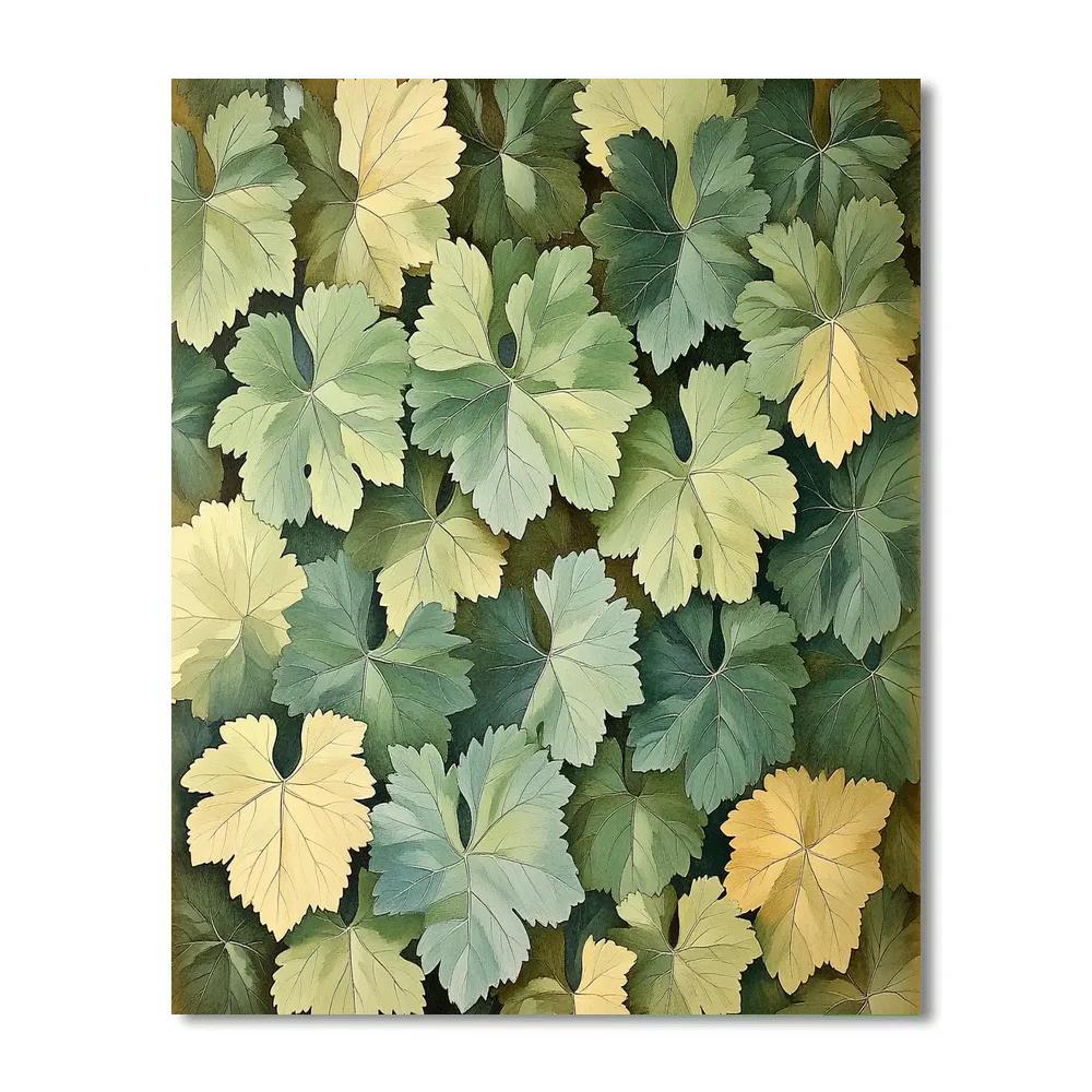 Leonardo Da Vinci Inspired Vineyard Leaf Tessellation Numbered painting kits