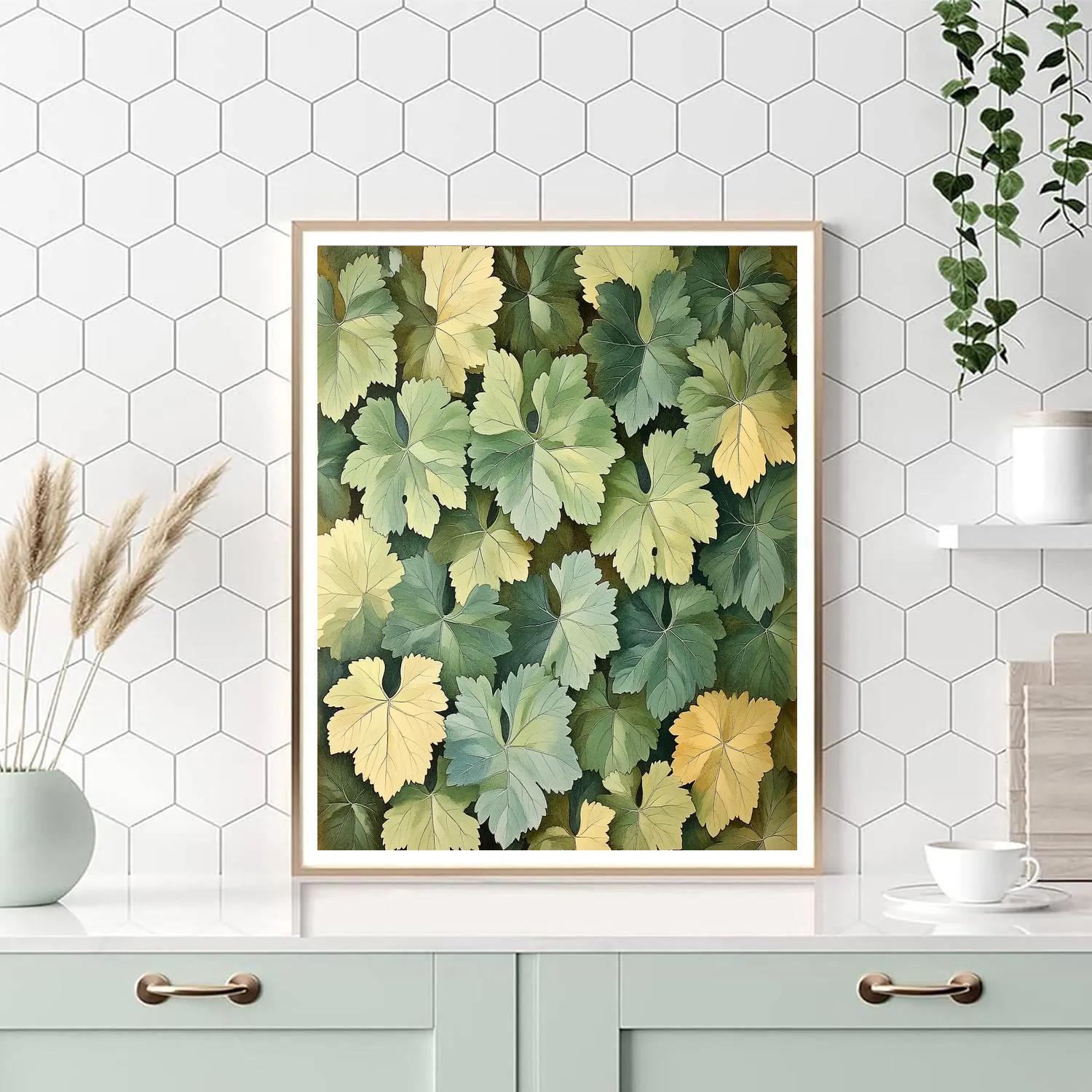 Leonardo Da Vinci Inspired Vineyard Leaf Tessellation Numbered painting kits