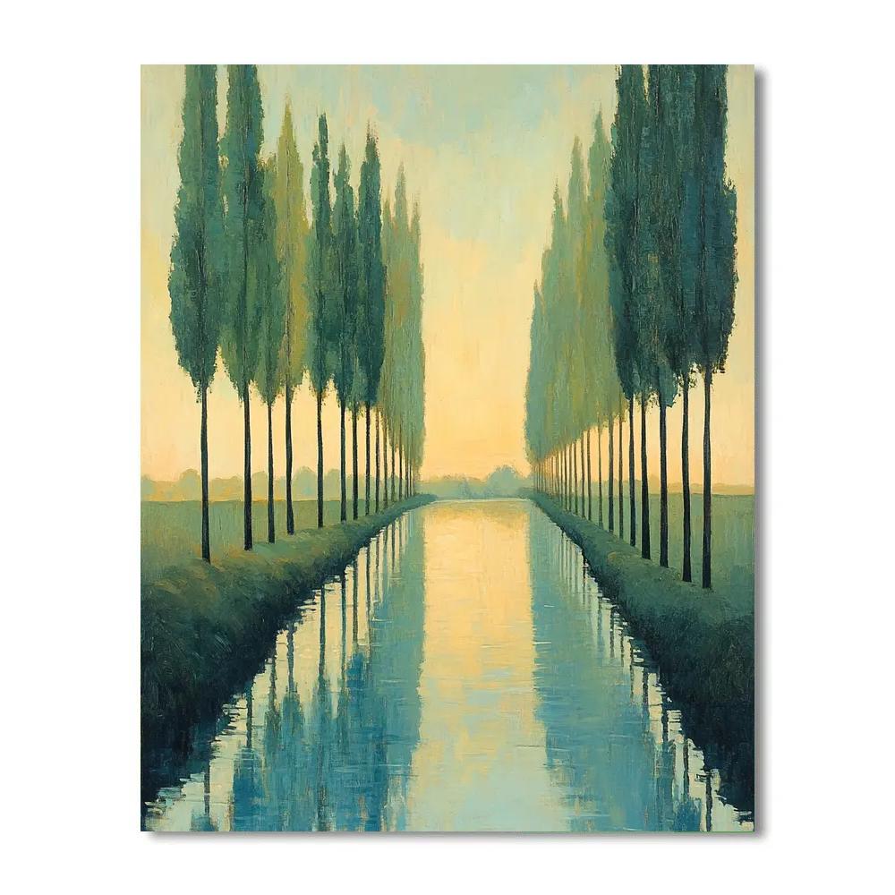 Claude Monet Inspired Summer River Poplars paint by number