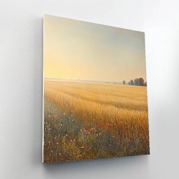Claude Monet Inspired Morning Haze Over Wheatfield Number painting