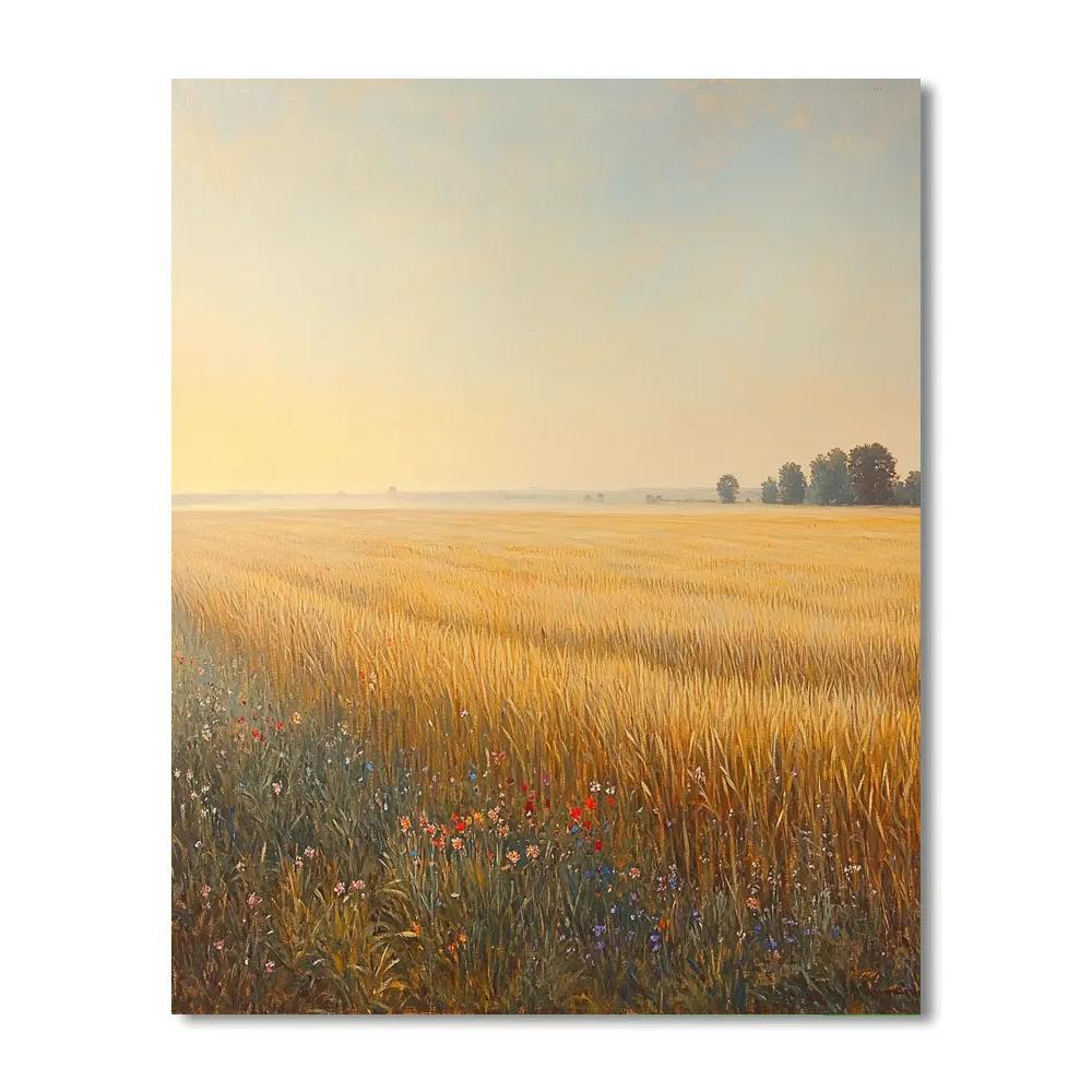 Claude Monet Inspired Morning Haze Over Wheatfield Number painting