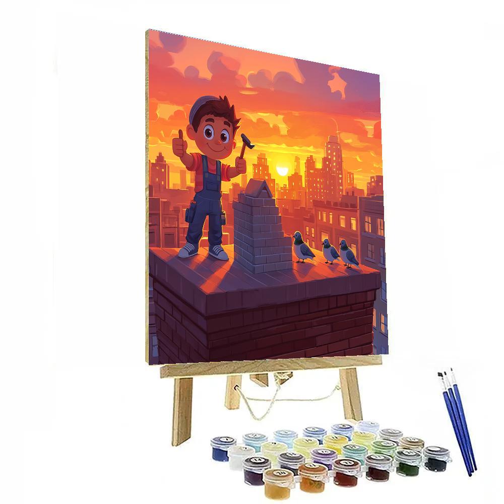 Fix It Felix Rooftop Repair Time Disney Inspired paint by color