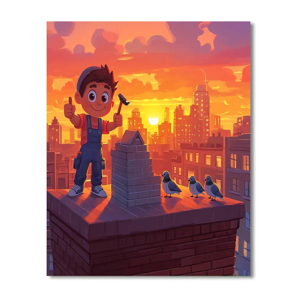 Fix It Felix Rooftop Repair Time Disney Inspired paint by color