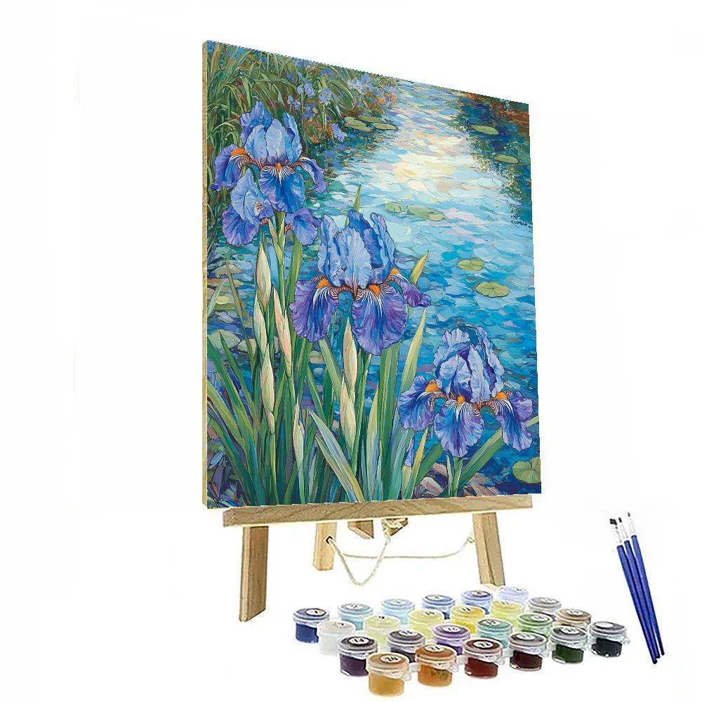 Claude Monet Inspired Irises Beside The Garden Pond Painting by numbers kit