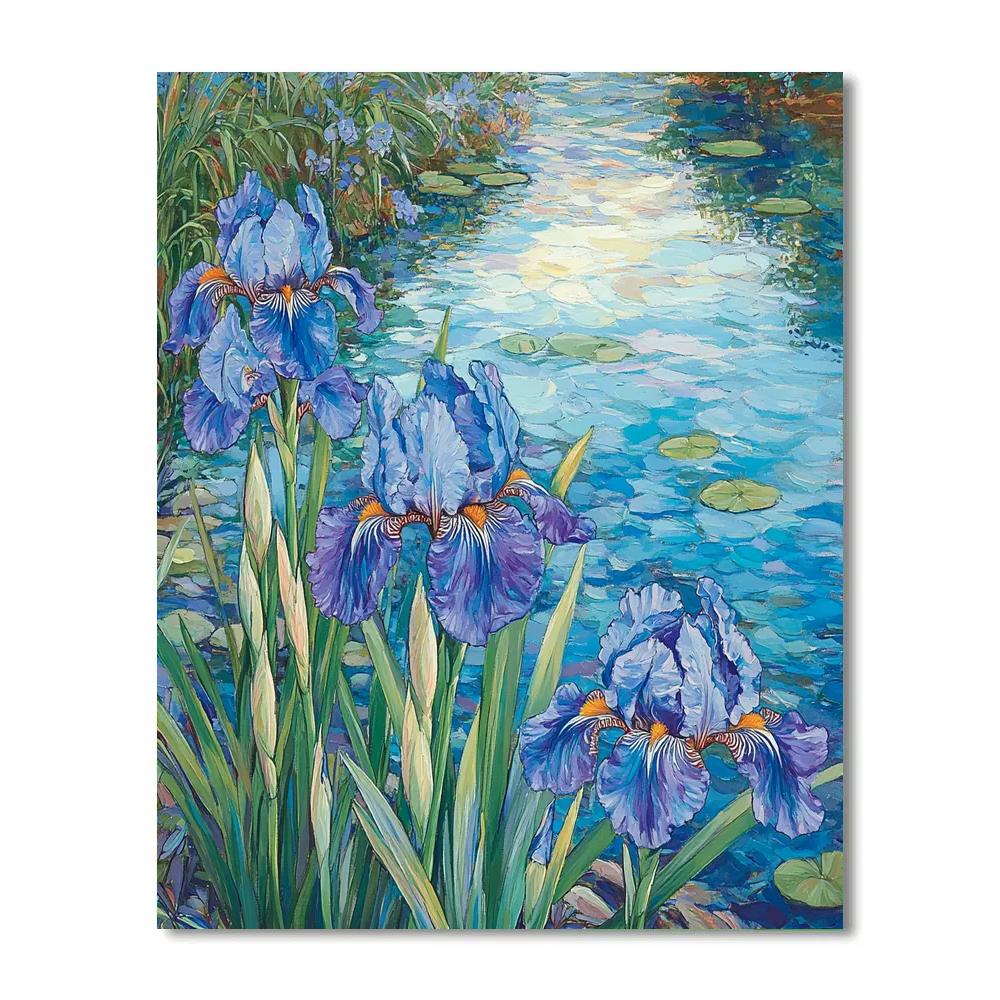 Claude Monet Inspired Irises Beside The Garden Pond Painting by numbers kit