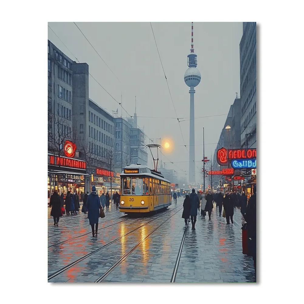 Winter Evening At Alexanderplatz Berlin Germany paint by numbers