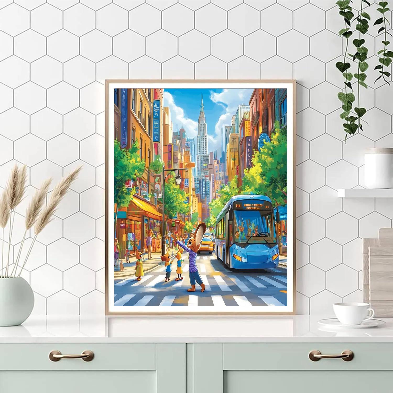 Judy Hopps City Crosswalk Patrol Disney Inspired painting number kit