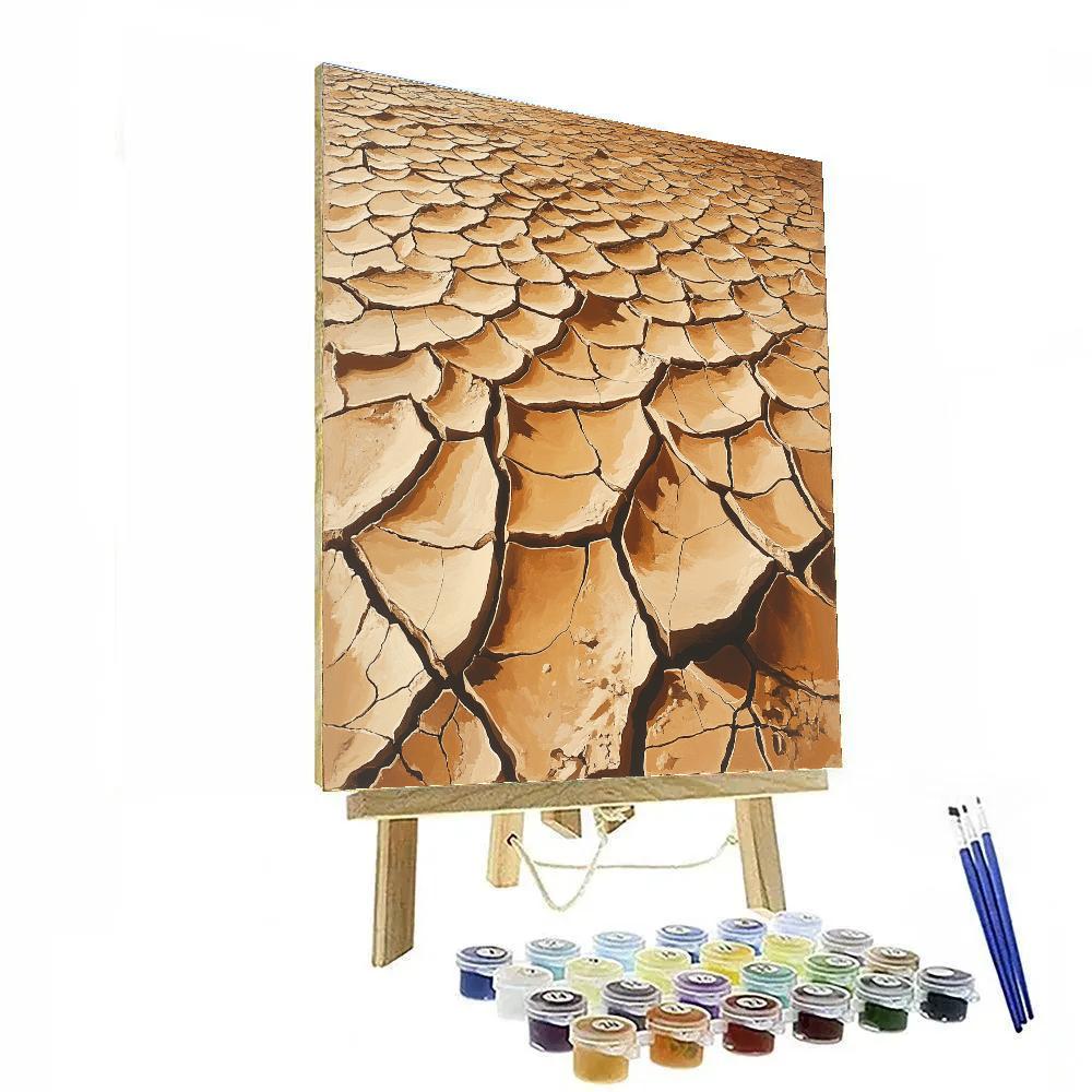 Leonardo Da Vinci Inspired Lakebed Cracked Earth paint by number