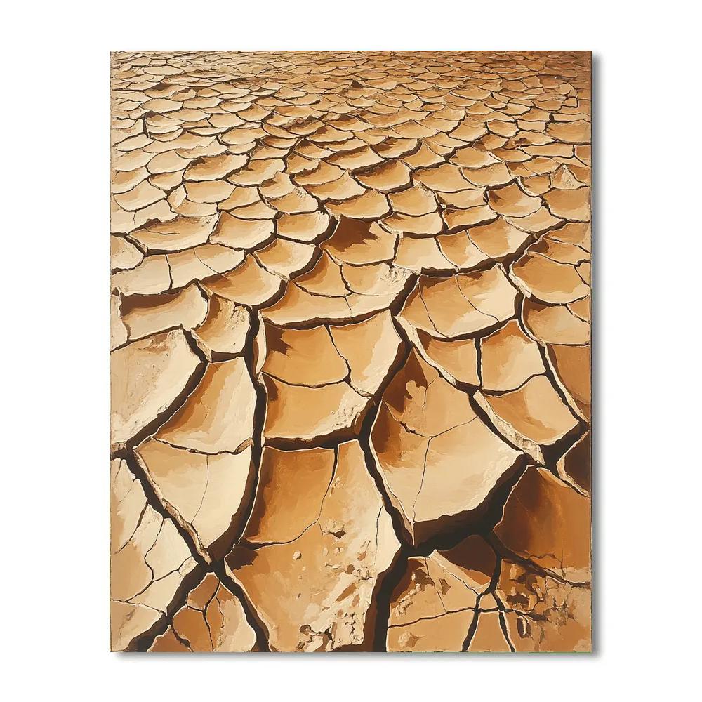 Leonardo Da Vinci Inspired Lakebed Cracked Earth paint by number