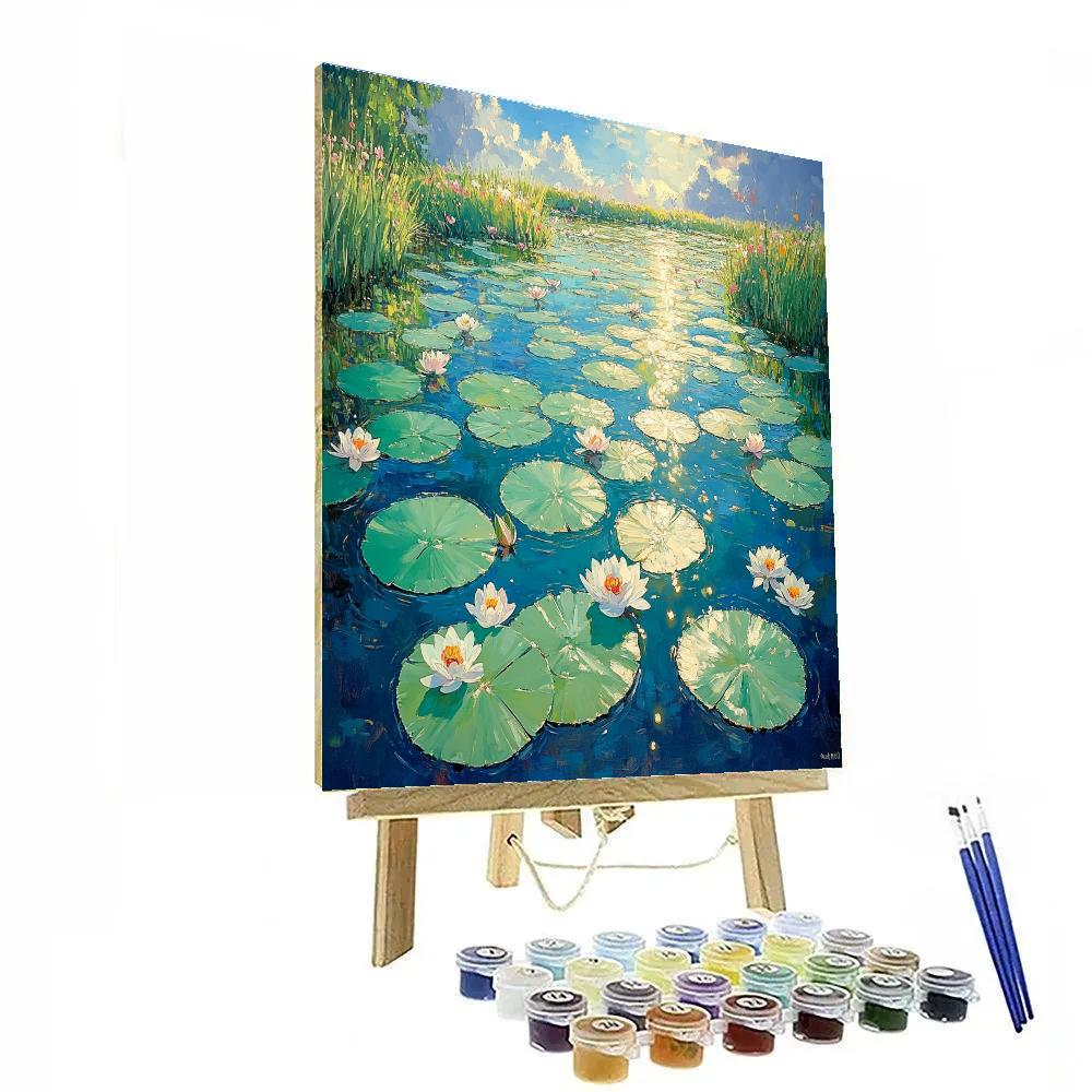 Claude Monet Inspired Waterlilies Under Summer Sun paint by number