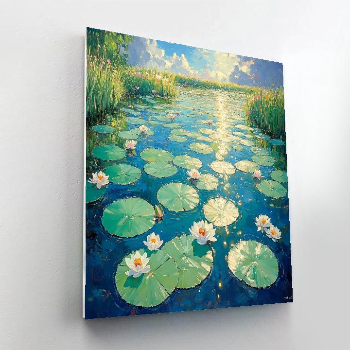 Claude Monet Inspired Waterlilies Under Summer Sun paint by number