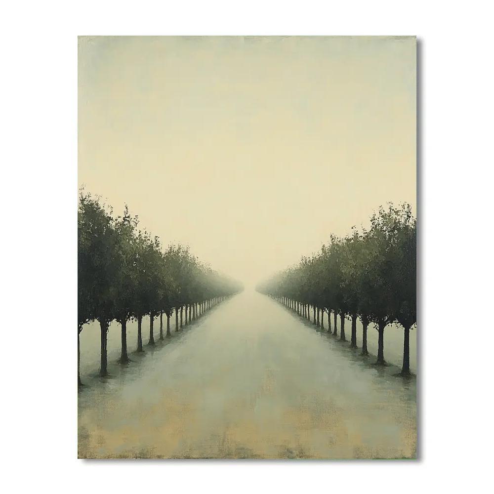Leonardo Da Vinci Inspired Orchard Fog Horizon paint by number