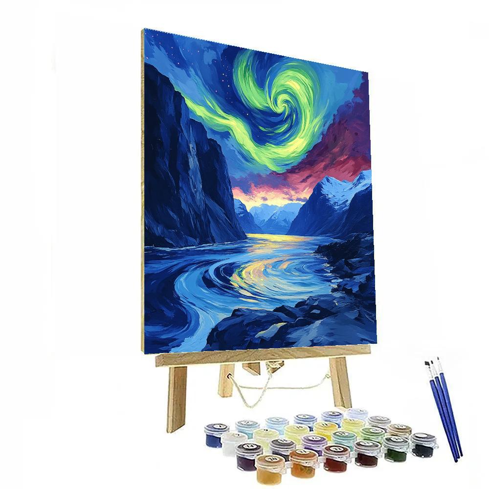 Edvard Munch Inspired Northern Lights Over Trembling Fjord Paint by numbers kits