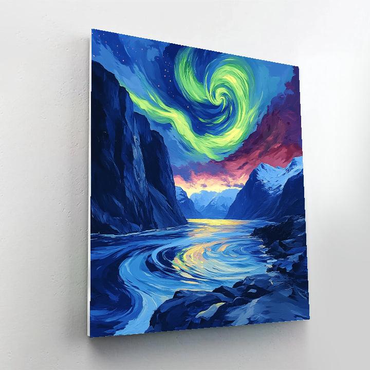 Edvard Munch Inspired Northern Lights Over Trembling Fjord Paint by numbers kits