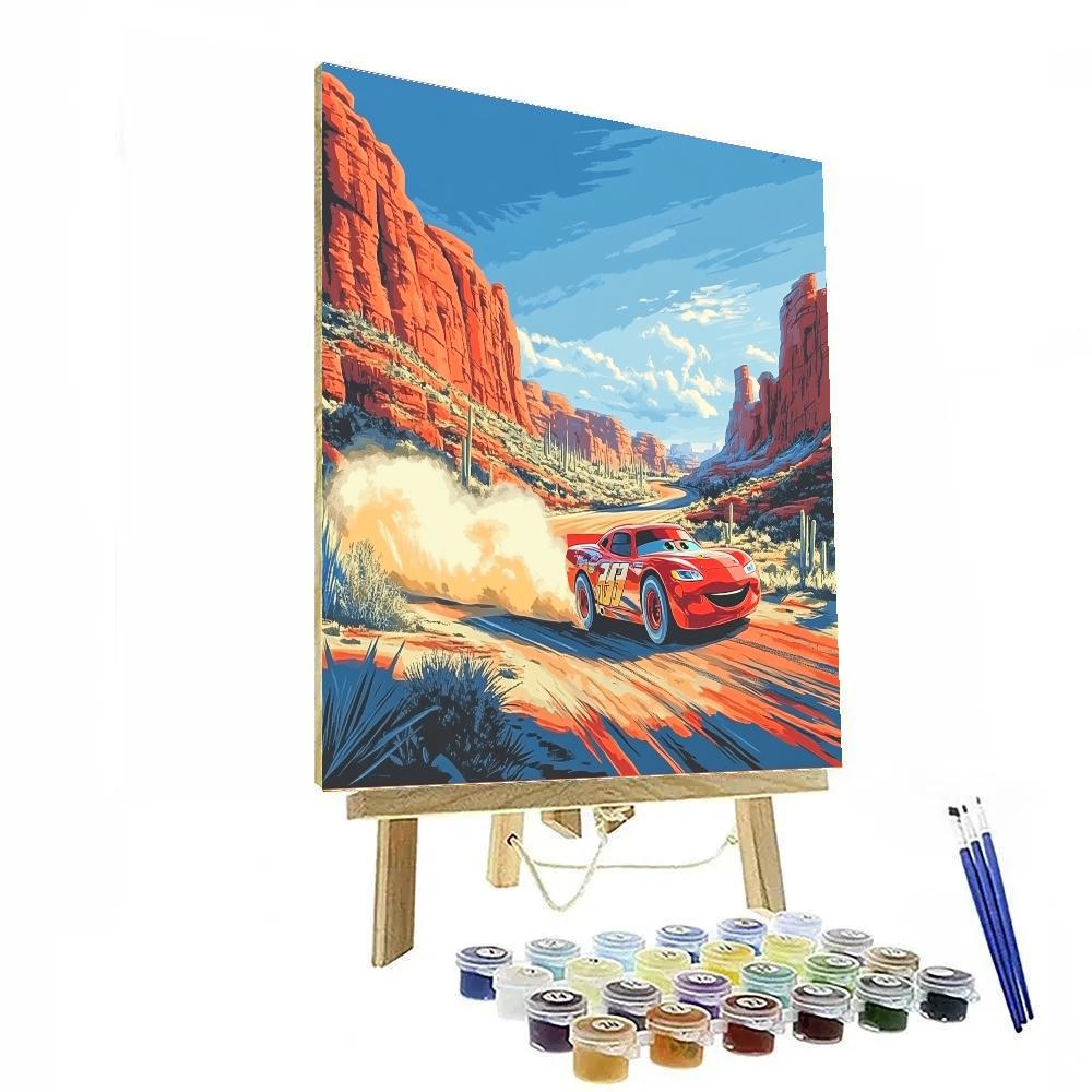 Lightning McQueen Desert Track Sprint Disney Inspired DIY paint by numbers