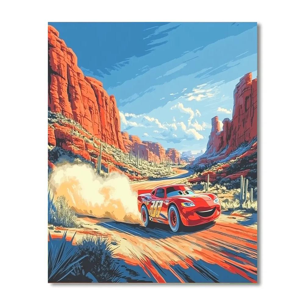 Lightning McQueen Desert Track Sprint Disney Inspired DIY paint by numbers