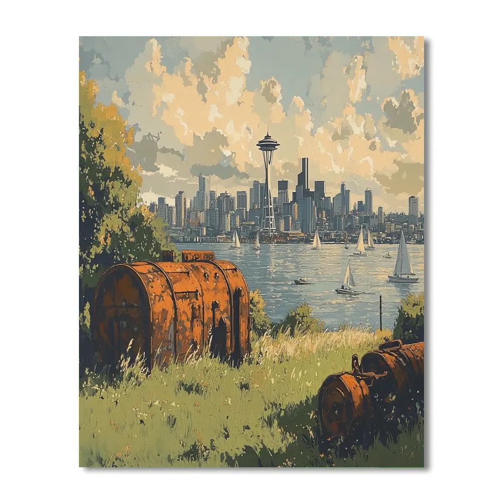 Skyline From Gas Works Park Seattle United States paint by number