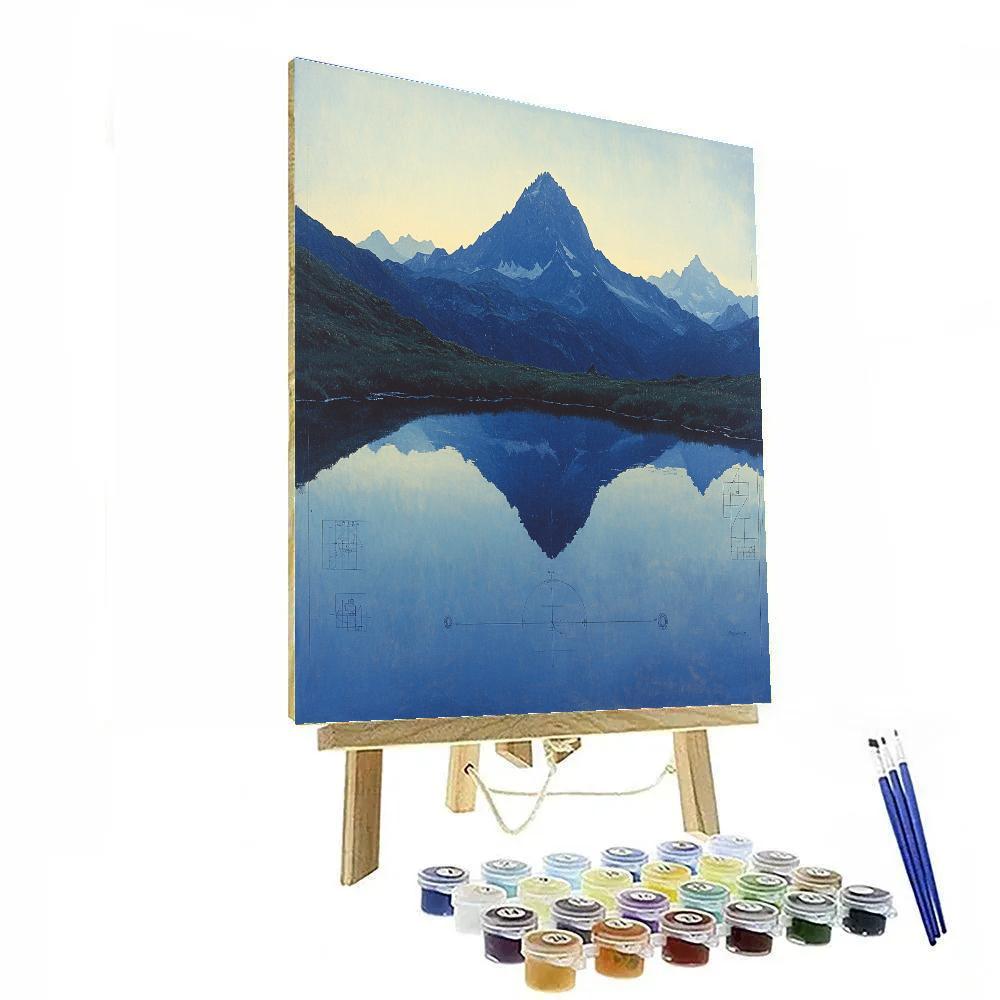 Leonardo Da Vinci Inspired Mountain Lake Reflection Axis Painting by numbers kit