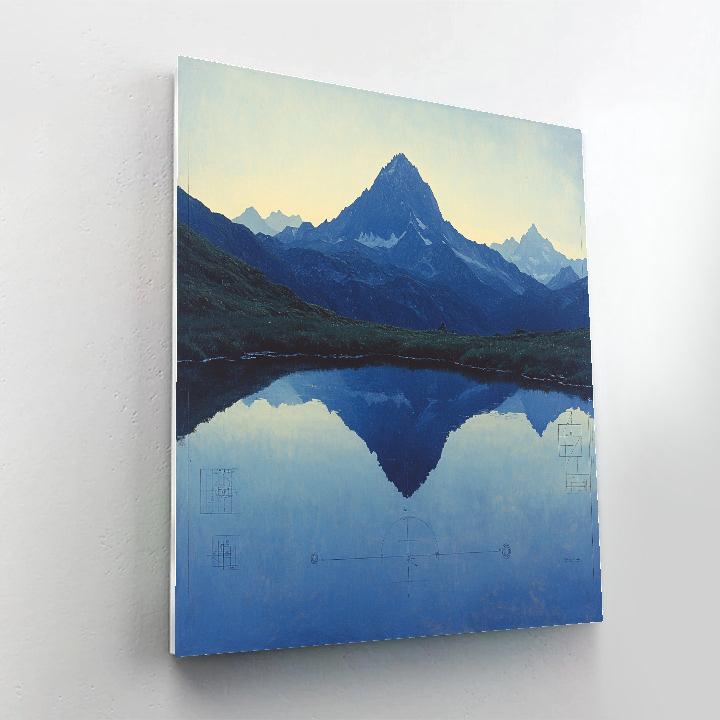 Leonardo Da Vinci Inspired Mountain Lake Reflection Axis Painting by numbers kit