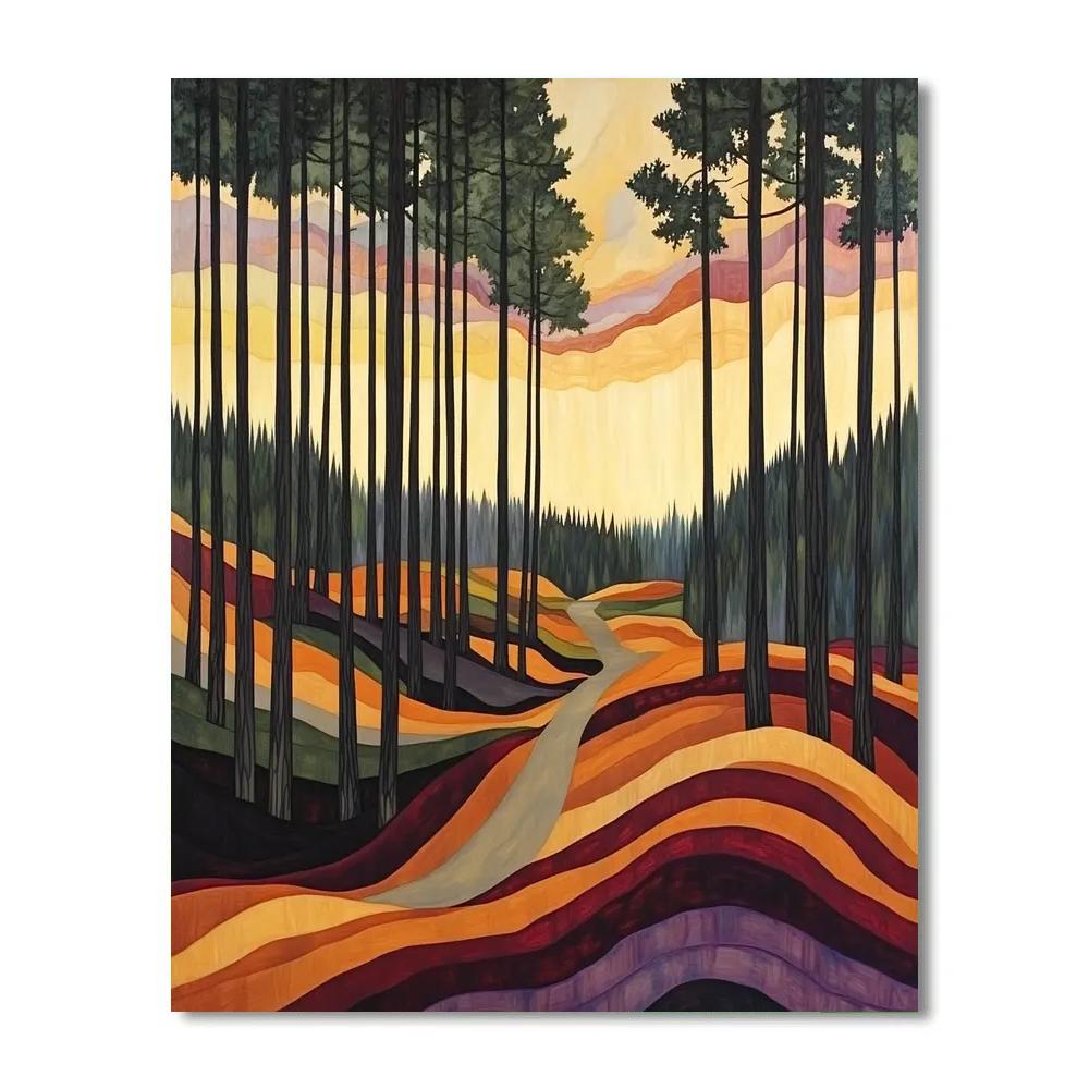 Edvard Munch Inspired Shivering Pines In Enchanted Dusk paint by color