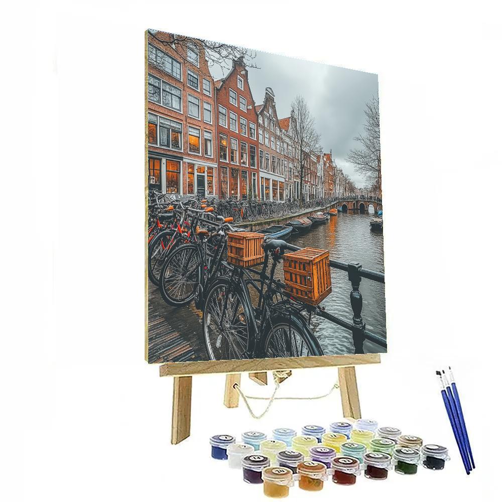 Canal Houses And Bicycles At Prinsengracht Amsterdam Netherlands Paint by numbers kits