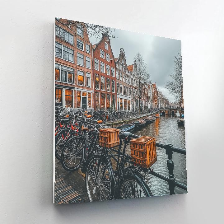Canal Houses And Bicycles At Prinsengracht Amsterdam Netherlands Paint by numbers kits