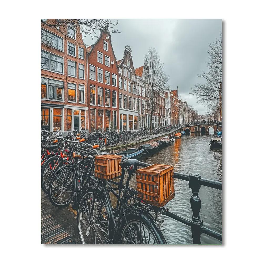 Canal Houses And Bicycles At Prinsengracht Amsterdam Netherlands Paint by numbers kits