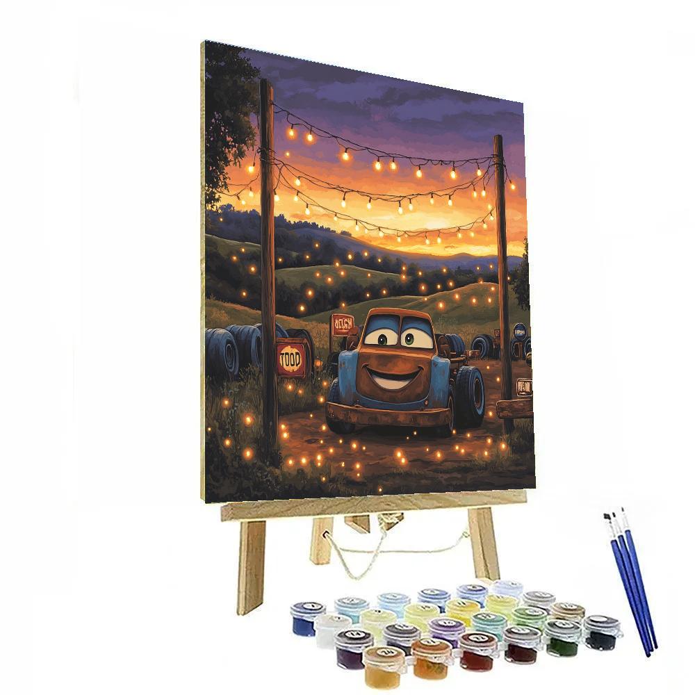 Mater Tow Yard Sunset Chill Disney Inspired Paint by numbers kits
