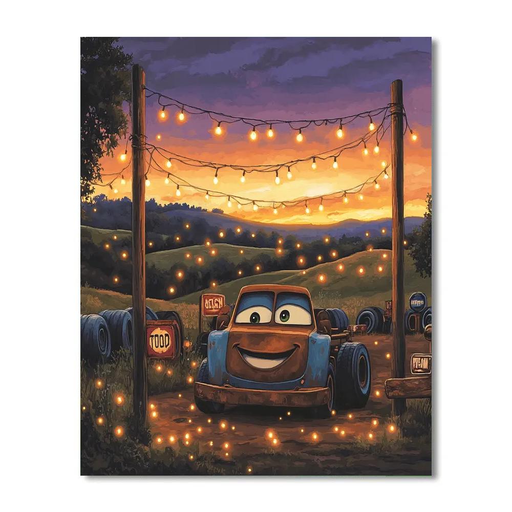 Mater Tow Yard Sunset Chill Disney Inspired Paint by numbers kits