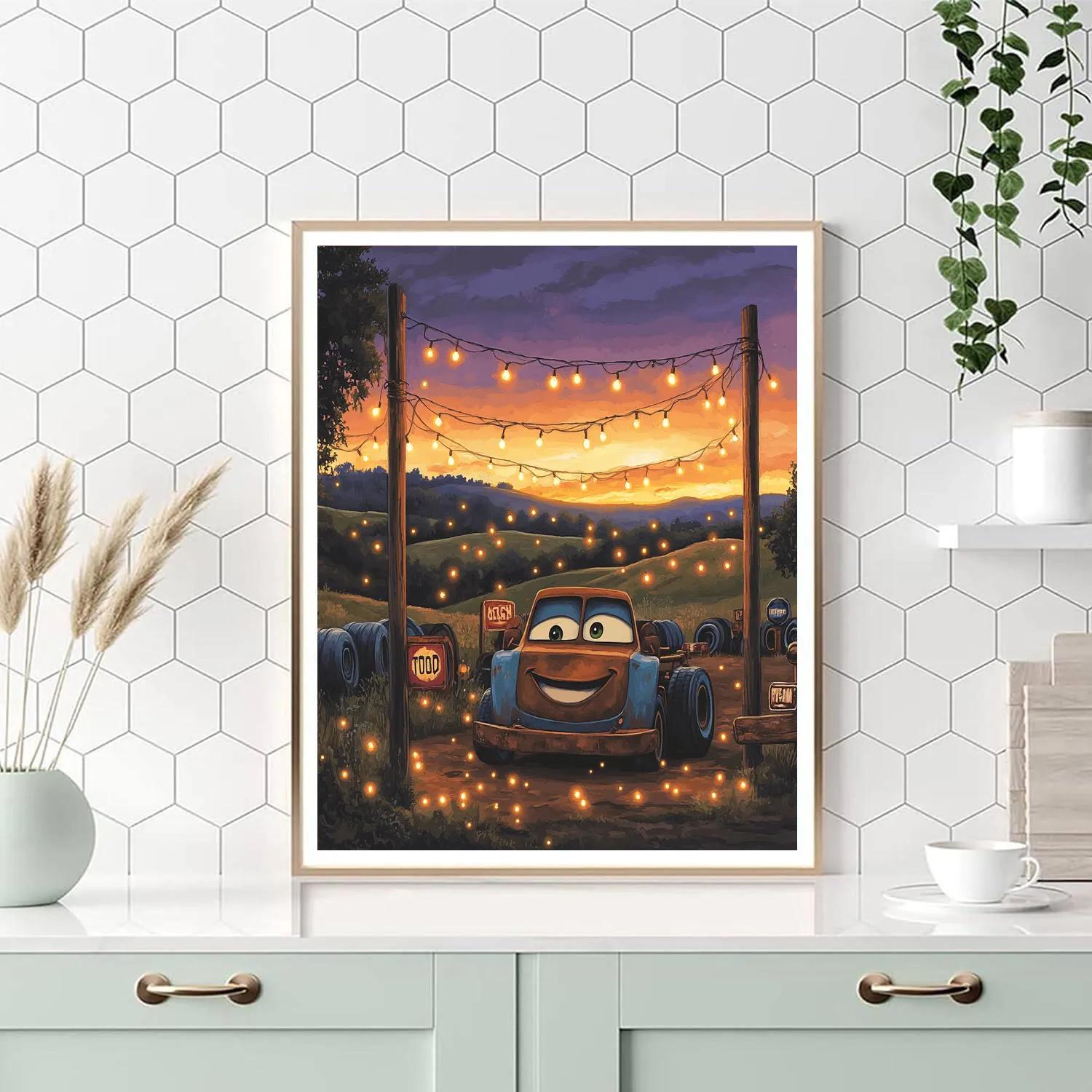 Mater Tow Yard Sunset Chill Disney Inspired Paint by numbers kits
