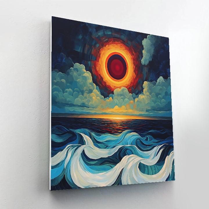Edvard Munch Inspired Blood Red Eclipse Over Restless Sea Painting by numbers kit
