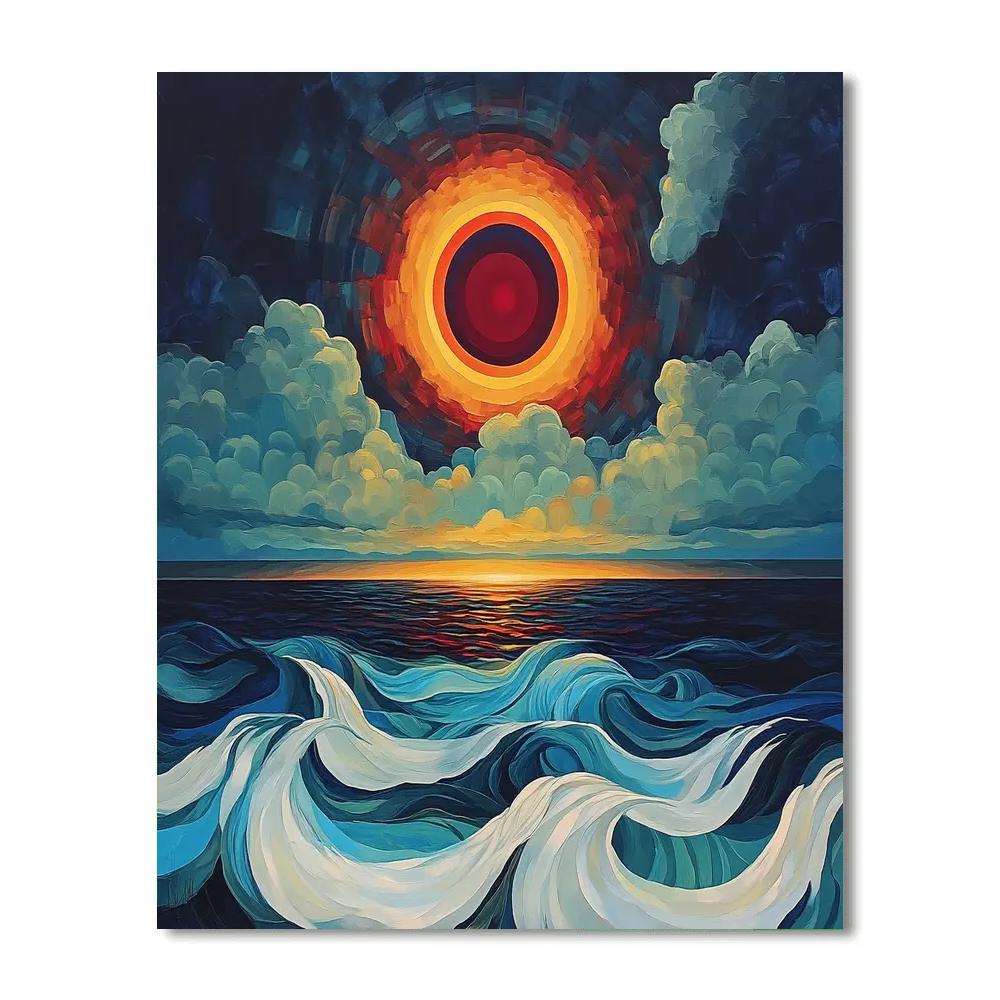 Edvard Munch Inspired Blood Red Eclipse Over Restless Sea Painting by numbers kit