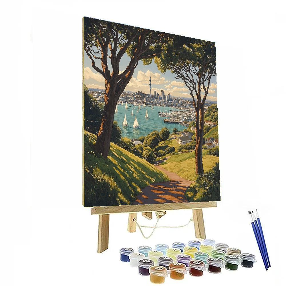 Harbor View From Akuna Bay Overlook Auckland New Zealand Painting by numbers kit