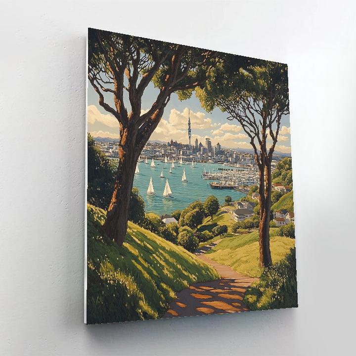 Harbor View From Akuna Bay Overlook Auckland New Zealand Painting by numbers kit
