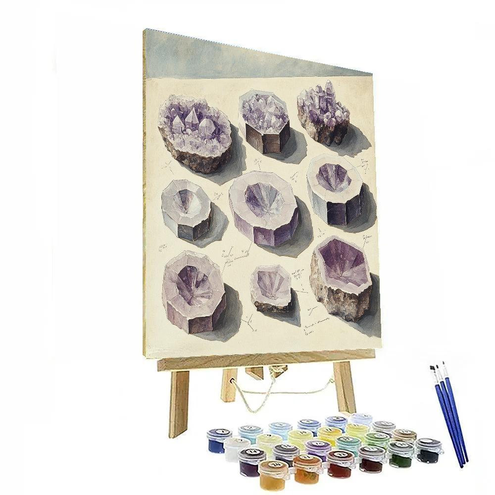 Leonardo Da Vinci Inspired Mineral Crystal Cross Sections Paint by numbers art