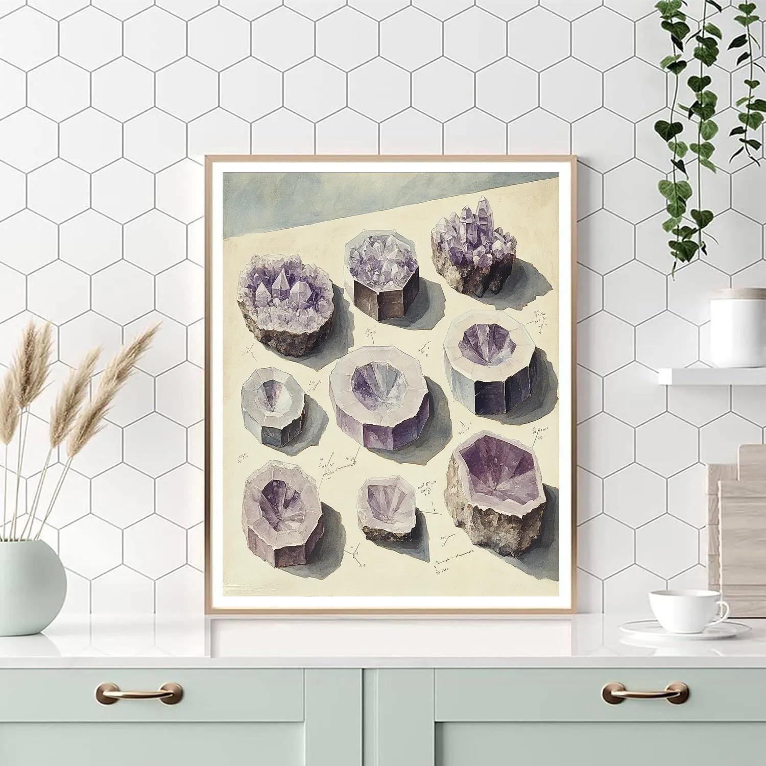 Leonardo Da Vinci Inspired Mineral Crystal Cross Sections Paint by numbers art