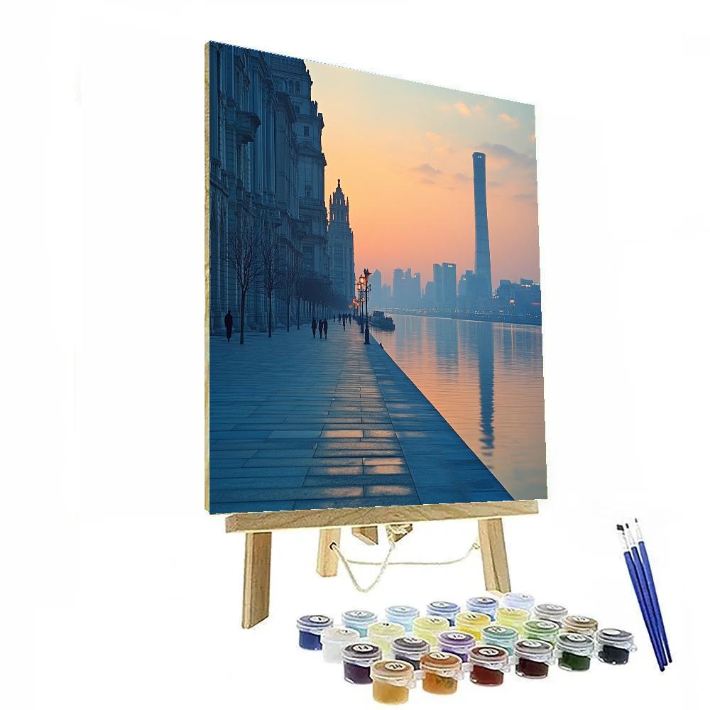 Sunrise From The Bund Riverside Promenade Shanghai China Numbered painting kits