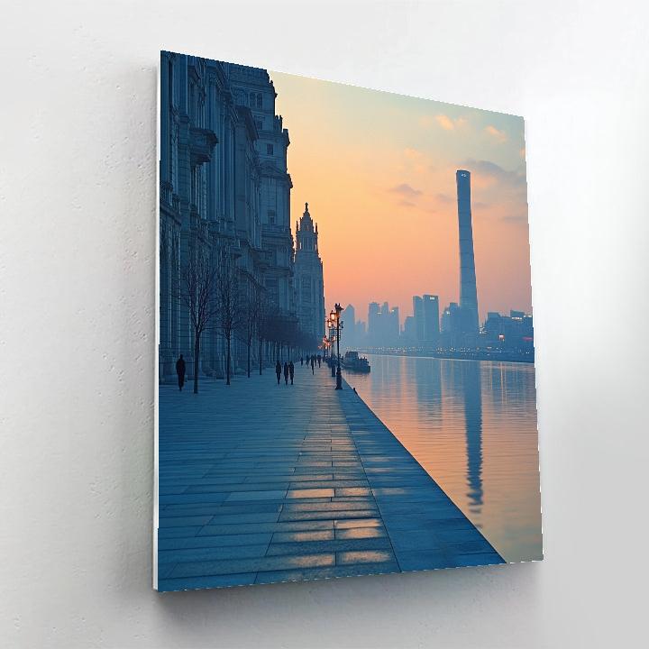Sunrise From The Bund Riverside Promenade Shanghai China Numbered painting kits