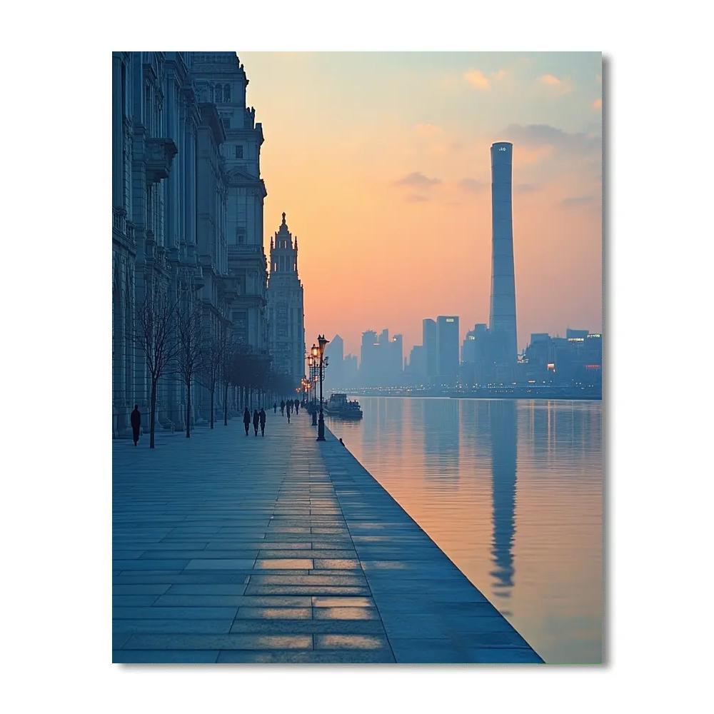 Sunrise From The Bund Riverside Promenade Shanghai China Numbered painting kits