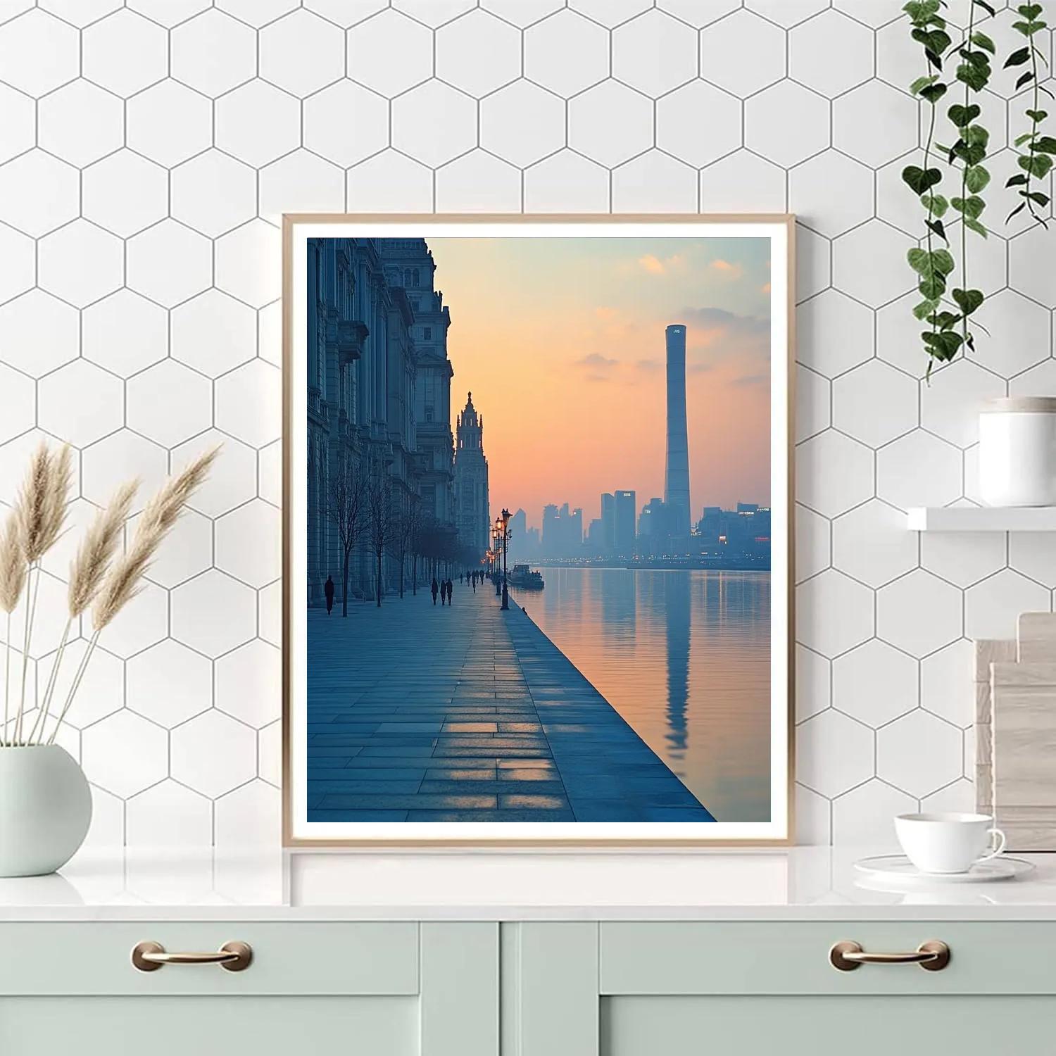 Sunrise From The Bund Riverside Promenade Shanghai China Numbered painting kits