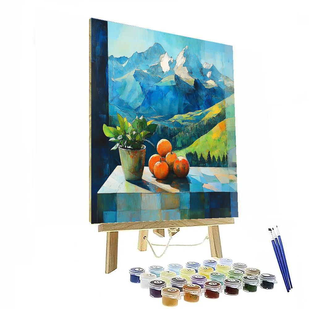 Paul Cezanne Inspired Mountain And Apples Paint by numbers art