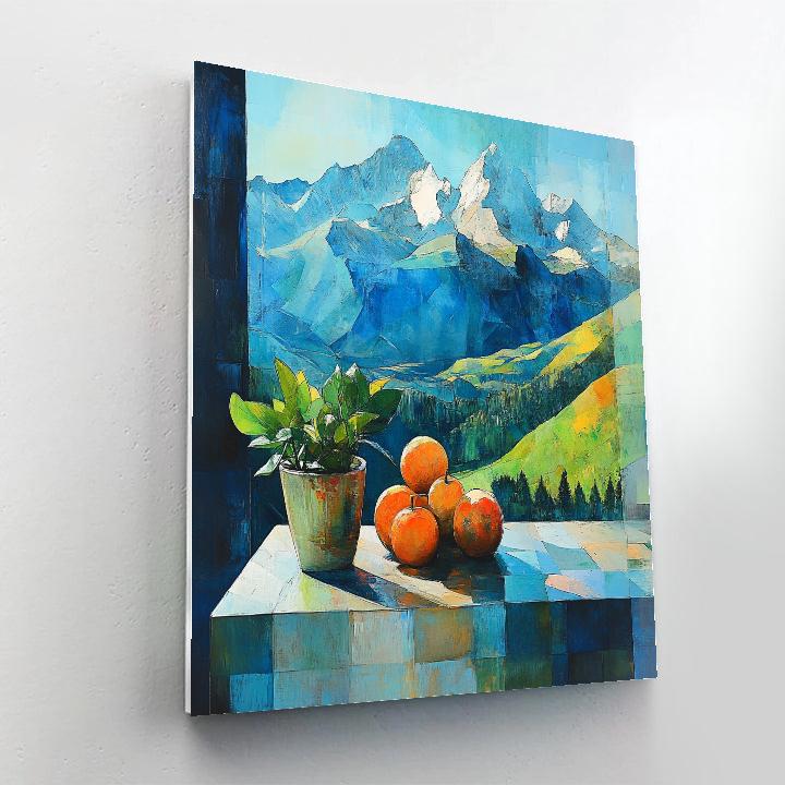 Paul Cezanne Inspired Mountain And Apples Paint by numbers art