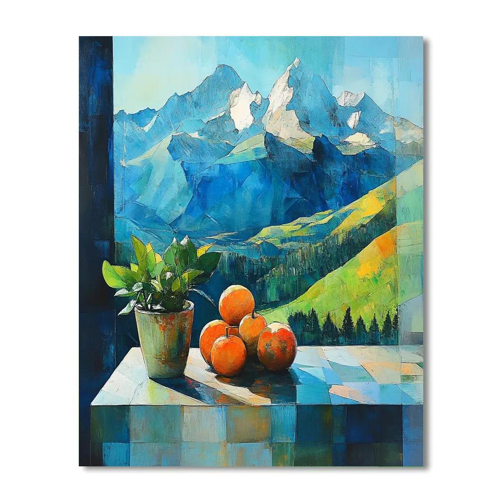 Paul Cezanne Inspired Mountain And Apples Paint by numbers art