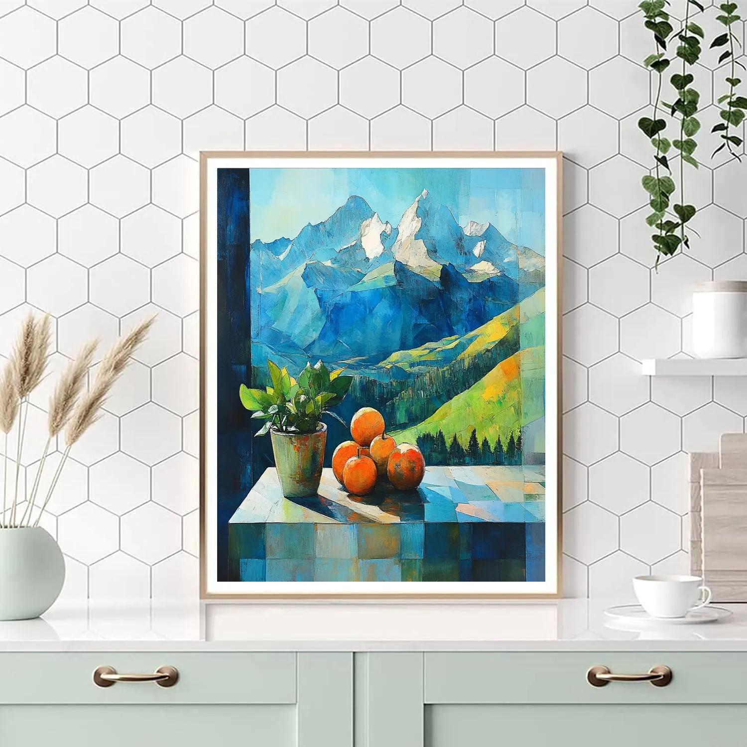 Paul Cezanne Inspired Mountain And Apples Paint by numbers art