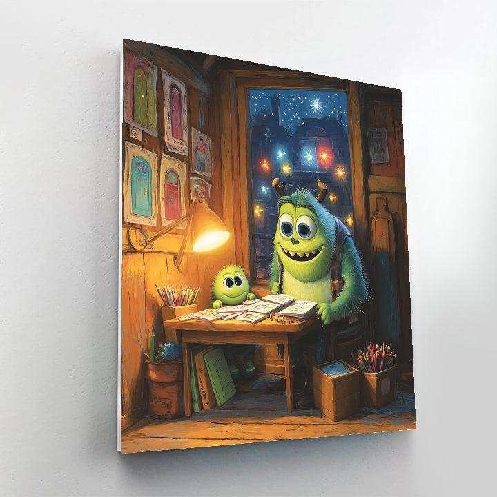 Mike Wazowski Homework Helper Night Disney Inspired paint by number