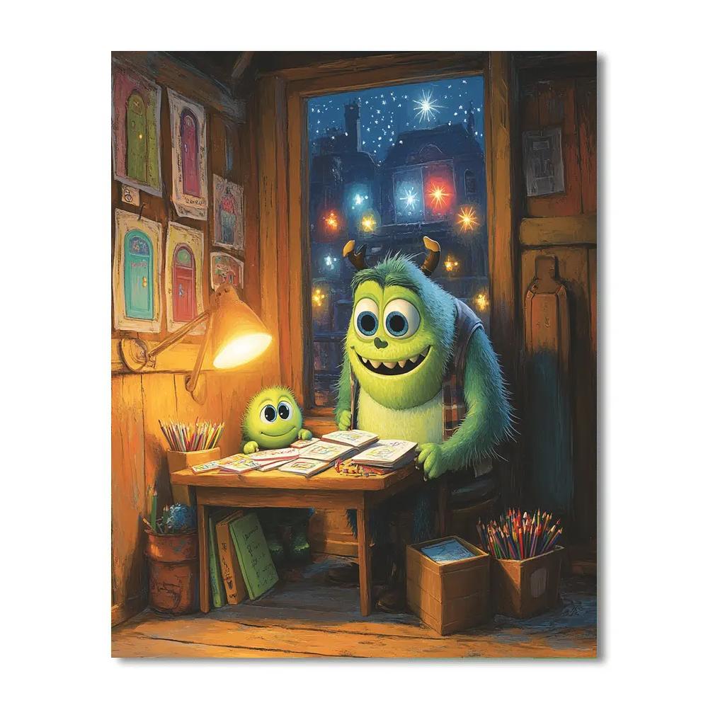 Mike Wazowski Homework Helper Night Disney Inspired paint by number