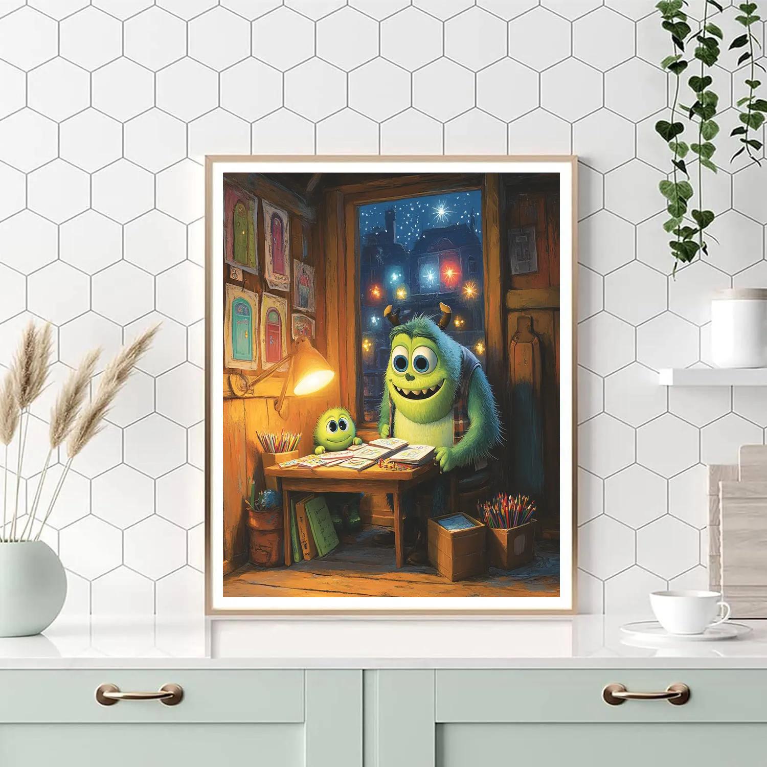 Mike Wazowski Homework Helper Night Disney Inspired paint by number