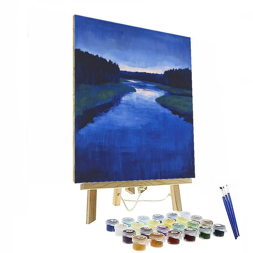 Claude Monet Inspired River At Blue Hour paint by numbers